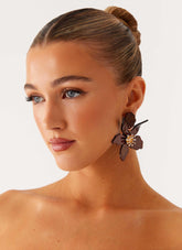 Siesta Flower Earrings - Brown